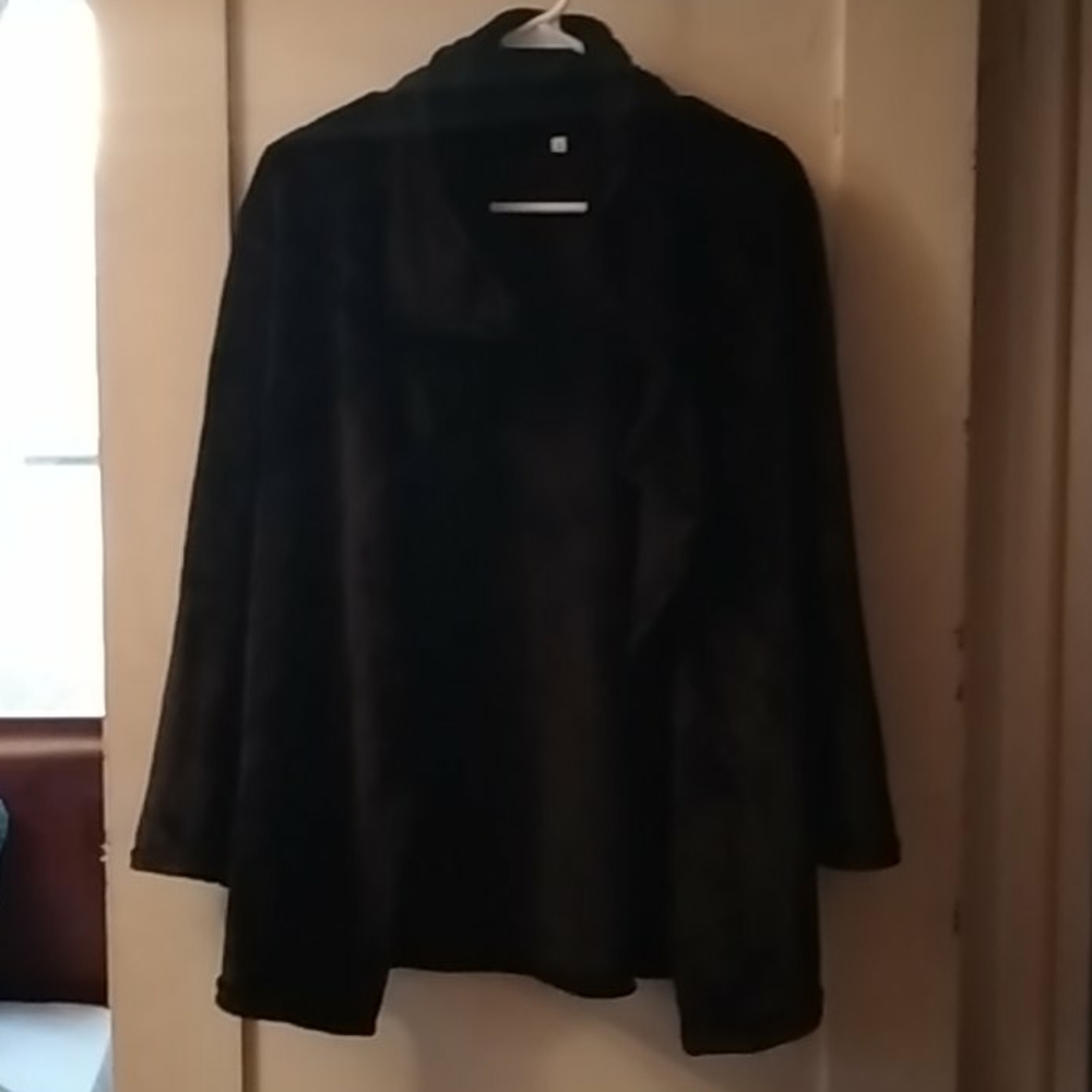 Open Front Long Sleeve Fuzzy Jacket